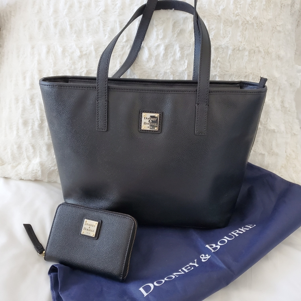 Dooney & Bourke Black Leather Tote & Wallet